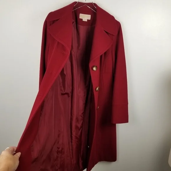 Michael Kors Red Wool Blend Coat size 10 - Picture 7 of 12